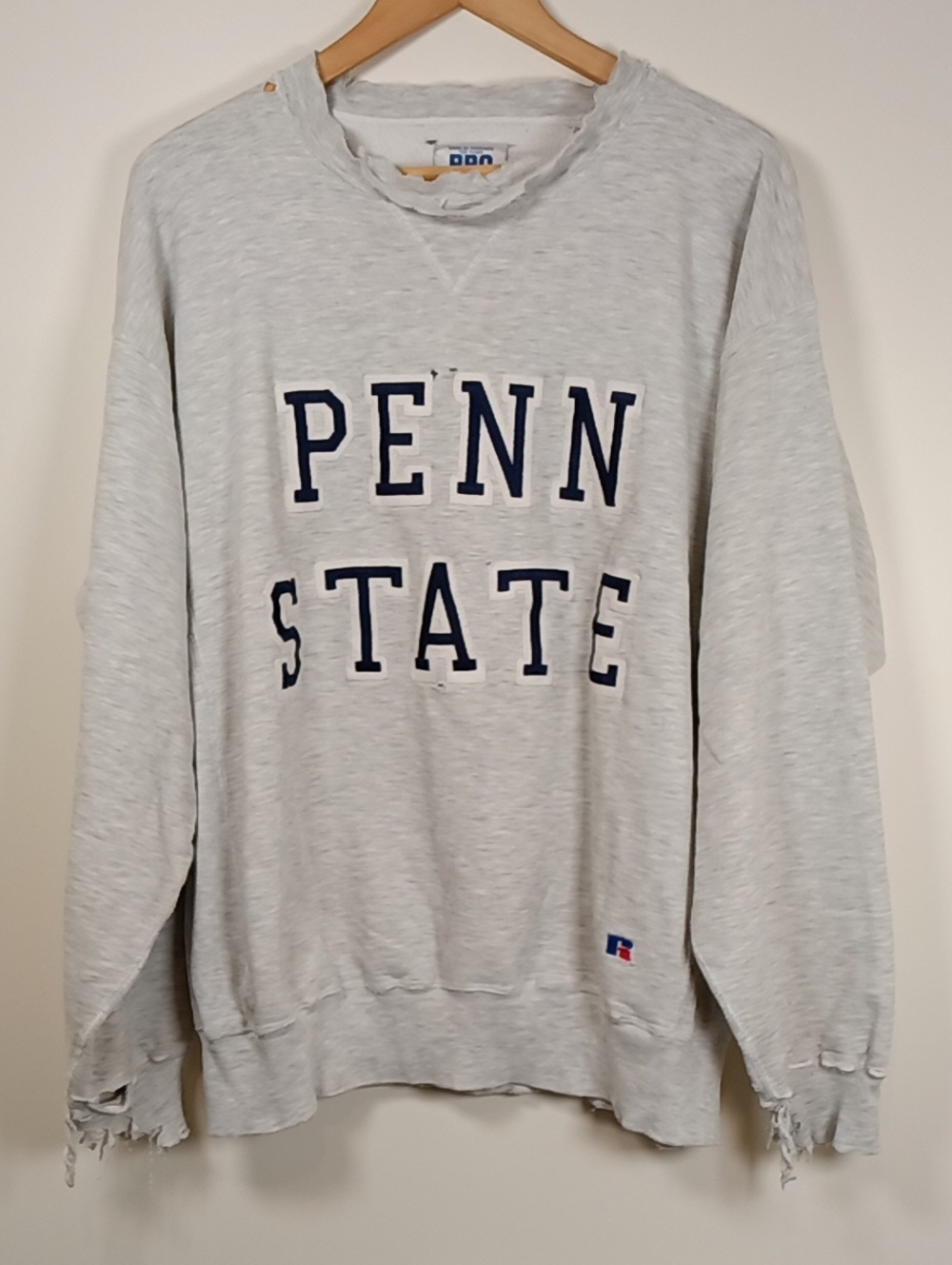 Vintage Russell Pro Cotton Penn State Sweatshirt USA Large Distressed
